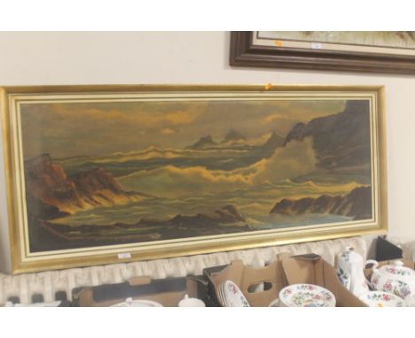 A FRAMED OIL ON CANVAS OF A SEASCAPE SIGNED A. HUDGENS
