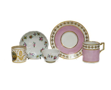 A Derby Porcelain Coffee Can, circa 1810, painted with Near Matlock, Derbyshire within gilt classical foliage, titled and pai
