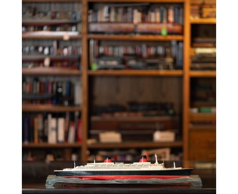 Pair of handcrafted scale models of the iconic SS France, a celebrated ocean liner launched in 1960. Renowned for its luxurio