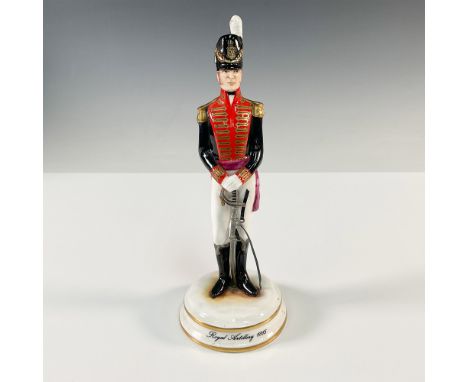 A finely crafted Michael Sutty porcelain figurine representing a Royal Artillery Officer in 1815 uniform. This exceptional pi