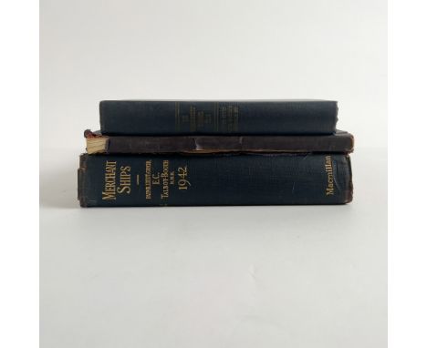 A collection of three vintage naval and merchant shipping reference books from the WWII era, offering detailed insights into 