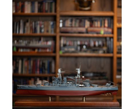 This is an intricately detailed scale model of the USS Arizona (BB-39), a Pennsylvania-class battleship of the United States 