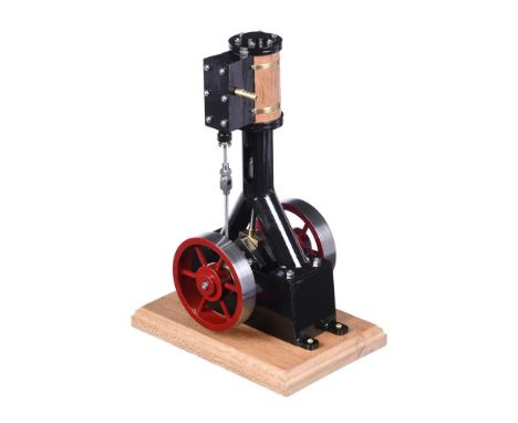 A well-engineered freelance model of a vertical steam engine, built by Mr D Russell of Fraserburgh, the single cylinder with 