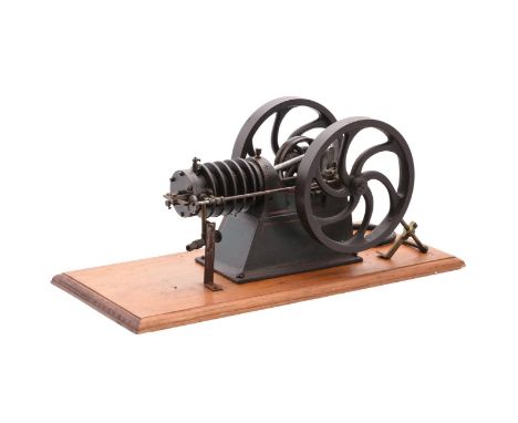 A very rare original late Victorian air cooled gas engine, possibly of continental origin and having side rod with bevel gear