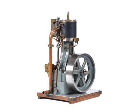 A well-engineered model of a Stuart Turner 5A vertical live steam engine, built by Mr C Compton of Somerset, the single cylin