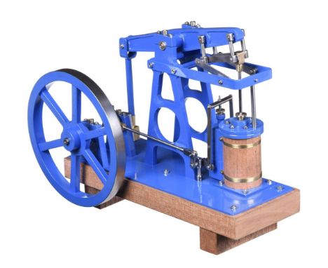 A freelance model of a live steam beam engine, built by Mr D Russell of Fraserburgh. The beam supported on 'A' frame support 