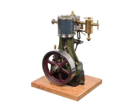A well-engineered model of a Stuart Turner 5a vertical live steam engine, the single cylinder 2 1/4 inch bore by 2 inch strok