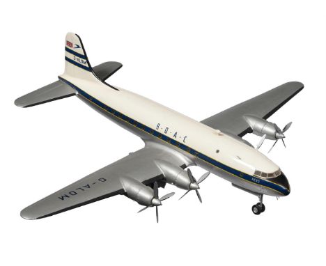 A wooden model of a BOAC Handley Page Hermes four engine passenger airliner 'Hero', finished in BOAC flight livery with aeria