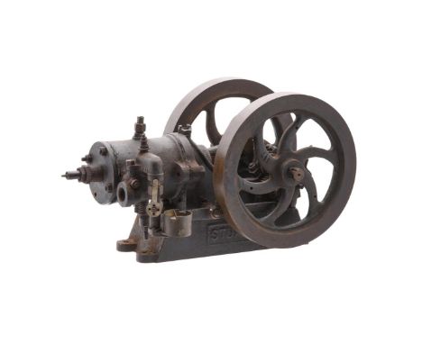 A very rare early 1900's 1/2 h.p. water cooled horizontal petrol engine of open crank design, three fitted original brass wic
