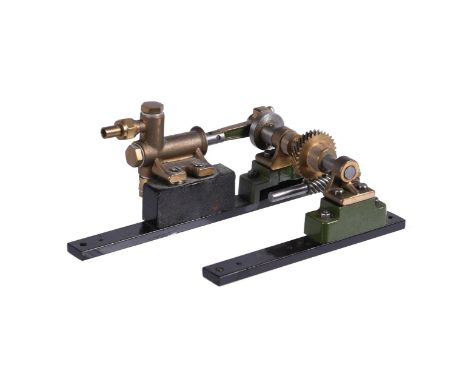 A model engineer built bevel gear driven feed pump, suitable for use with a Stuart Turner D10 steam engine. Length 14cm. Widt
