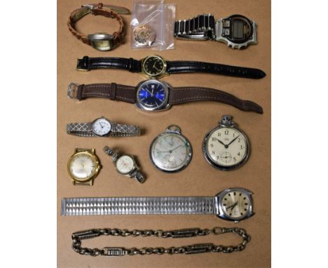 Watches - a Timex automatic vintage gents wristwatch; others, Montine, Incabloc, etc.; Rotary chrome cased open face pocket w