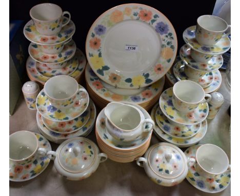 Ceramics - a Marks and Spencers Midsummer pattern dinner service, floral pattern on white ground, including dinner plates, si
