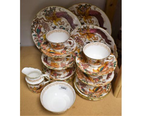 Royal Crown Derby - an Old Avesbury pattern six setting tea service, including cream jug, sugar bowl, cake plate, pair of san