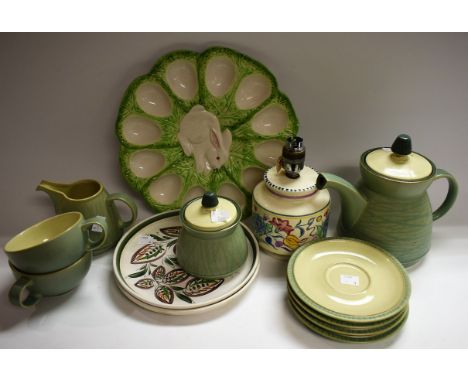 Ceramics - a Denby Calm pattern part tea service; a Poole pottery lamp base; etc