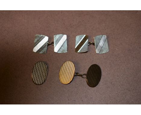 A pair of gold cufflinks, Birmingham 1941; others