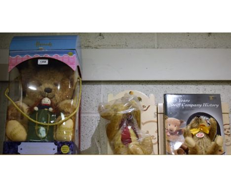 A Harrods limited edition Benjamin Bear, 2007, boxed with certificate; a Steiff Club Cinnamon bear, boxed; a Steiff 125 Year 