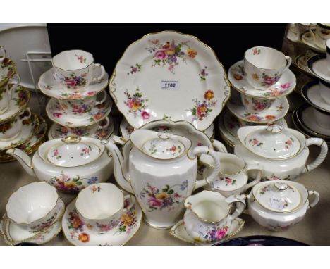 Ceramics - Royal Crown Derby Posies, to include coffee pot, twin handled sucrier; teapot; five plates, 21cm; six plates, 16cm