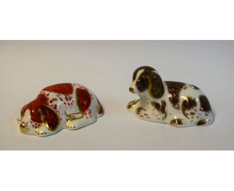 A Royal Crown Derby paperweight, Puppy, 2000 Collectors' Guild edition, first quality, gold stopper, boxed; another, Scruff, 