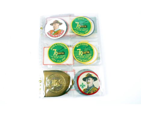 A Baden-Powell House Founder Group metal shield, together with a large selection of Scouting Cloth badges, including Baden-Po