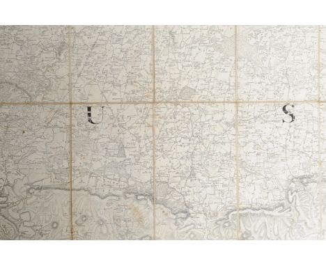 Ordnance Survey maps of Southern England,  Sussex, Kent, Surrey, Hampshire, linen-backed, original plates 1813-1819, revised 