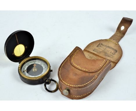 A black painted brass field compass by Richardson, Adie &amp; Co of Edinburgh, marked to back A.M Boyle 5th K.O.S.B (King's O