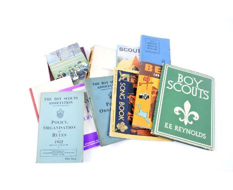 A large assortment of Scout related books, including The Patrol System and Letter to a Patrol Leader by Capt. The Hon R.E Phi