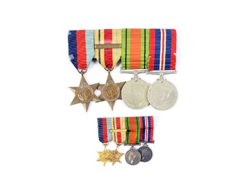 A WWII court mounted medal group, awarded to LT. G.H STEET, comprising Defence, War, 1939-45 Star and Africa Star with 8th Ar