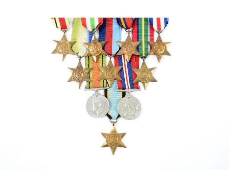 A group of ten WWII medals, comprising Defence, War, Atlantic Star, France and Germany Star, Air Crew Europe (copy), Pacific 