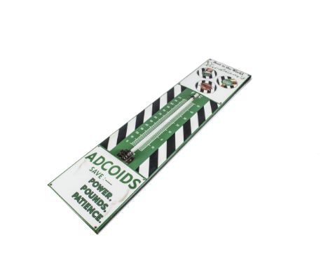 Duckhams Adcoids enamel thermometer, An enamel wall mounted garage advertising sign with built in thermometer, appears to wor