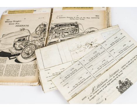 Motoring scrap book, constructed from press cuttings, circa 1930s, also includes an uncommon AJS Motorcycle sales leaflet dat