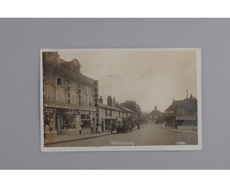 Postcards, one album, P3, RP Halstead, new bridge (1), street scene, with pick up, probably Ford Model T (1), Market Hill (1)