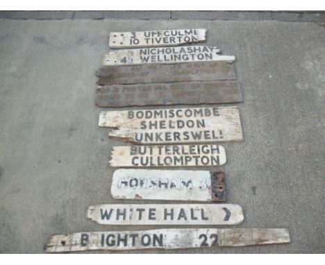 Original Wooden Finger Post  and Other Signs, various signs including double sided finger post examples including Horsham, Br
