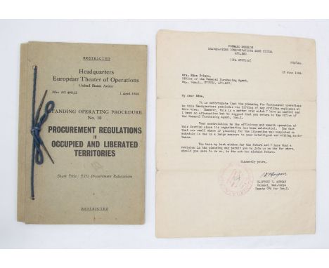 Cresse, Jr. Major Wadsworth. US Army Standing Operating Procedure No. 10, signed presentation copy inscribed by the author, '