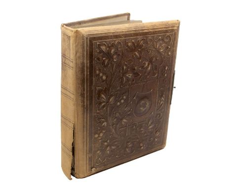Victorian carte-de-visite &amp; cabinet card album of German family portraits with manuscript captions, 70 photographs in tot