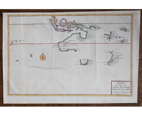 Discovery of Tasmania &amp; New Zealand. Valentyn, Francois. A scarce map of Australia, New Zealand and part of Southeast Asi