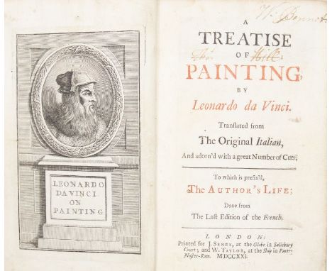 Leonardo da Vinci. A Treatise on Painting, first edition in English, London: J. Senex & W. Taylor, 1721. Engraved frontispiec