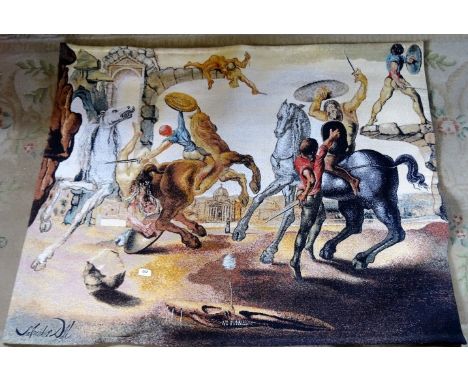 A limited edition Jacquard woven tapestry dated 1947, 'Battle around a dandelion', after Salvador Dali, no. 347/600, 105cm x 