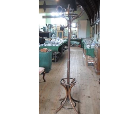 An early 20th century bentwood cloak stand, 186cm.