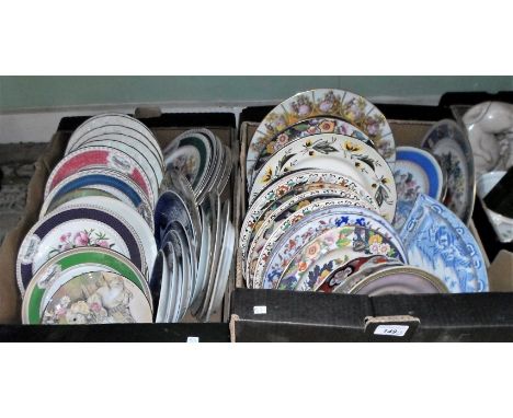 Three boxes containing assorted items to include: a Wedgwood Jasperware mantel clock, a Carltonware teapot modelled as a pig,