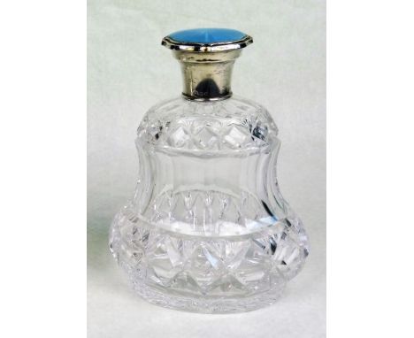 An early 20th century crystal decanter and stopper, having silver collar with silver and guilloche enamel cover, Adie Brother