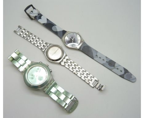 Three gents Swatch watches 