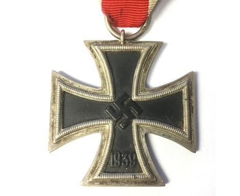 WW2 Third Reich Eisernes Kreuz 2. Klasse 1939. Iron Cross 2nd class 1939. Complete with ribbon. "55" makers mark to ring.