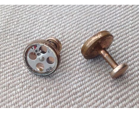 WW2 RAF SOE Escape &amp; Evasion Collar Stud Compass. A pair, one with white paint removed to reveal the hidden compass, the 