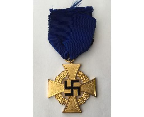 WW2 Third Reich Treue Dienst Ehrenzeichen, 40 Jahre - Faithful Service Award, 40 years. Complete with original ribbon. No mak