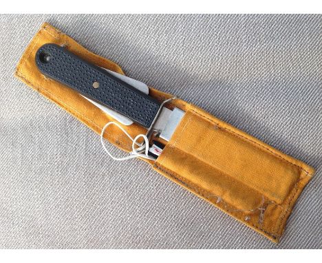 RAF 1950's / 1960's Survival Knife with curved 10cm long blade, stores marked 22c/2966 with Broad Arrow along with makers mar