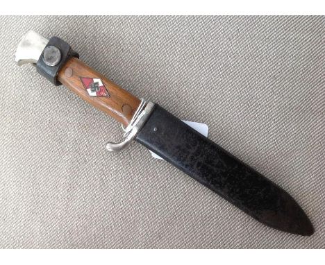 WW2 Third Reich Hitler Jugend dagger with 140mm long transitional marked blade, maker marked Klietermann, Solingen along with