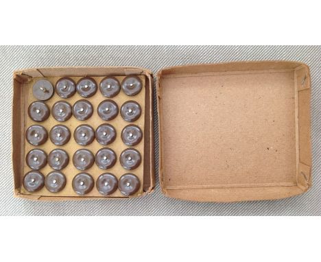 WW2 British BD Blouse Escape and Evasion Compass Buttons. 25 examples mint unissued on card in original stores cardboard box.