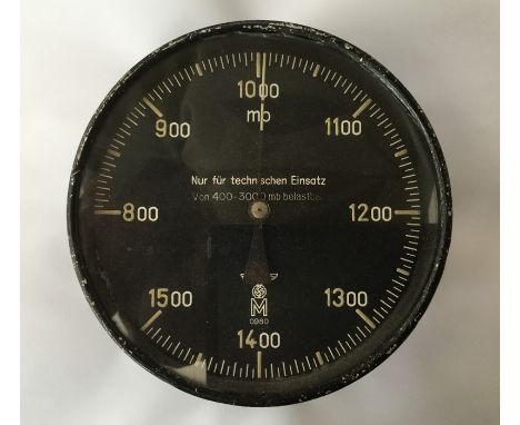 WW2 Third Reich Kreigsmarine Pressure Gauge. Marked from 800 to 1500 millibars. Dial marked with KM Eagle M 0980 acceptance m
