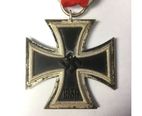 WW2 Third Reich Eisernes Kreuz 2. Klasse&nbsp;1939. Iron Cross 2nd class 1939. Complete with ribbon. "15" makers mark to ring