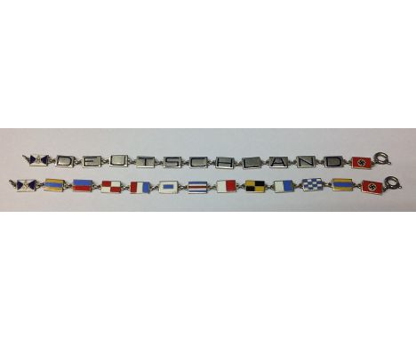 WW2 Third Reich Patriotic Bracelets from the HAPAG shipping liner "Deutschland" steel with coloured enamel detail, length app